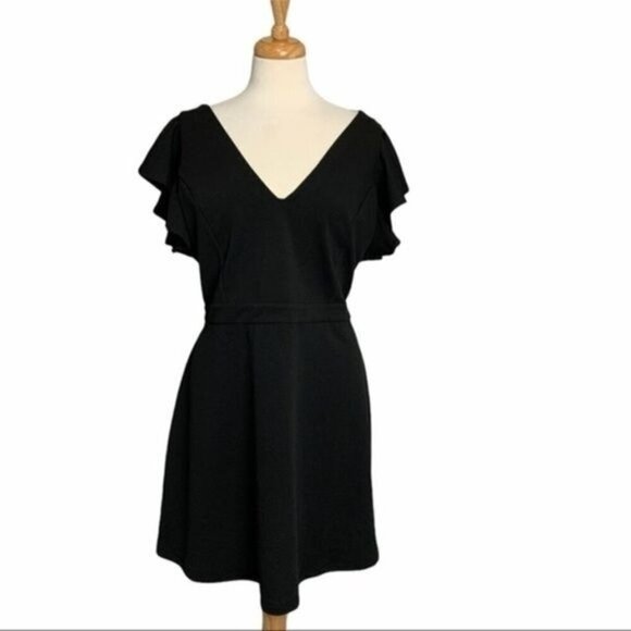 WET SEAL Black Flutter Sleeve Dress 2XL - Picture 2 of 8